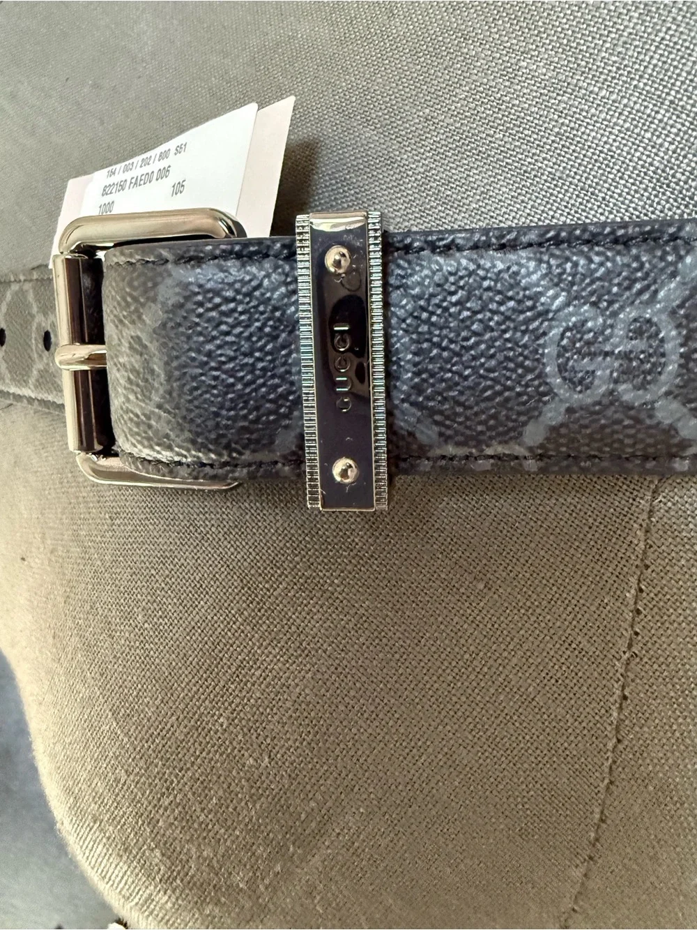 Gucci Black GG Icon/Duomo Lux Leather Belt with Silver Hardware 105